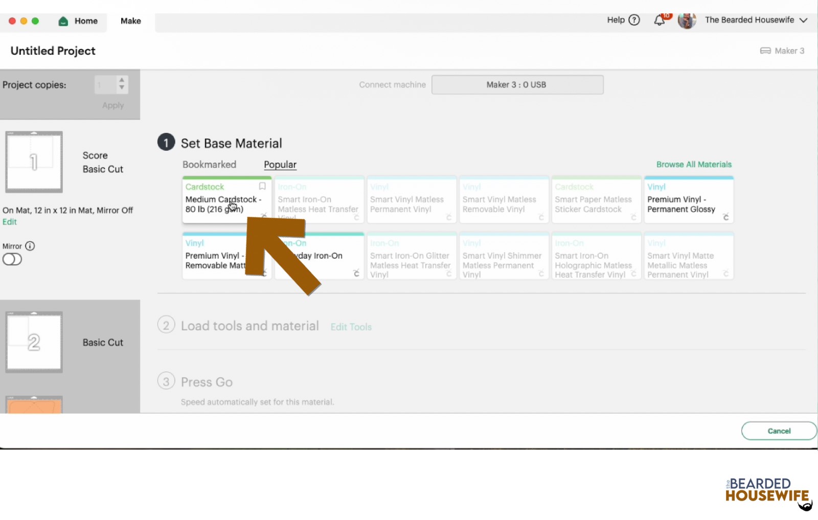 make your material selections
