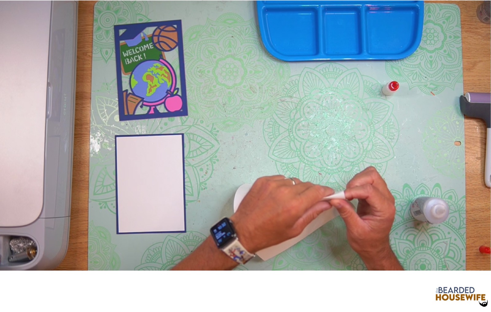 fold the card base along the score line