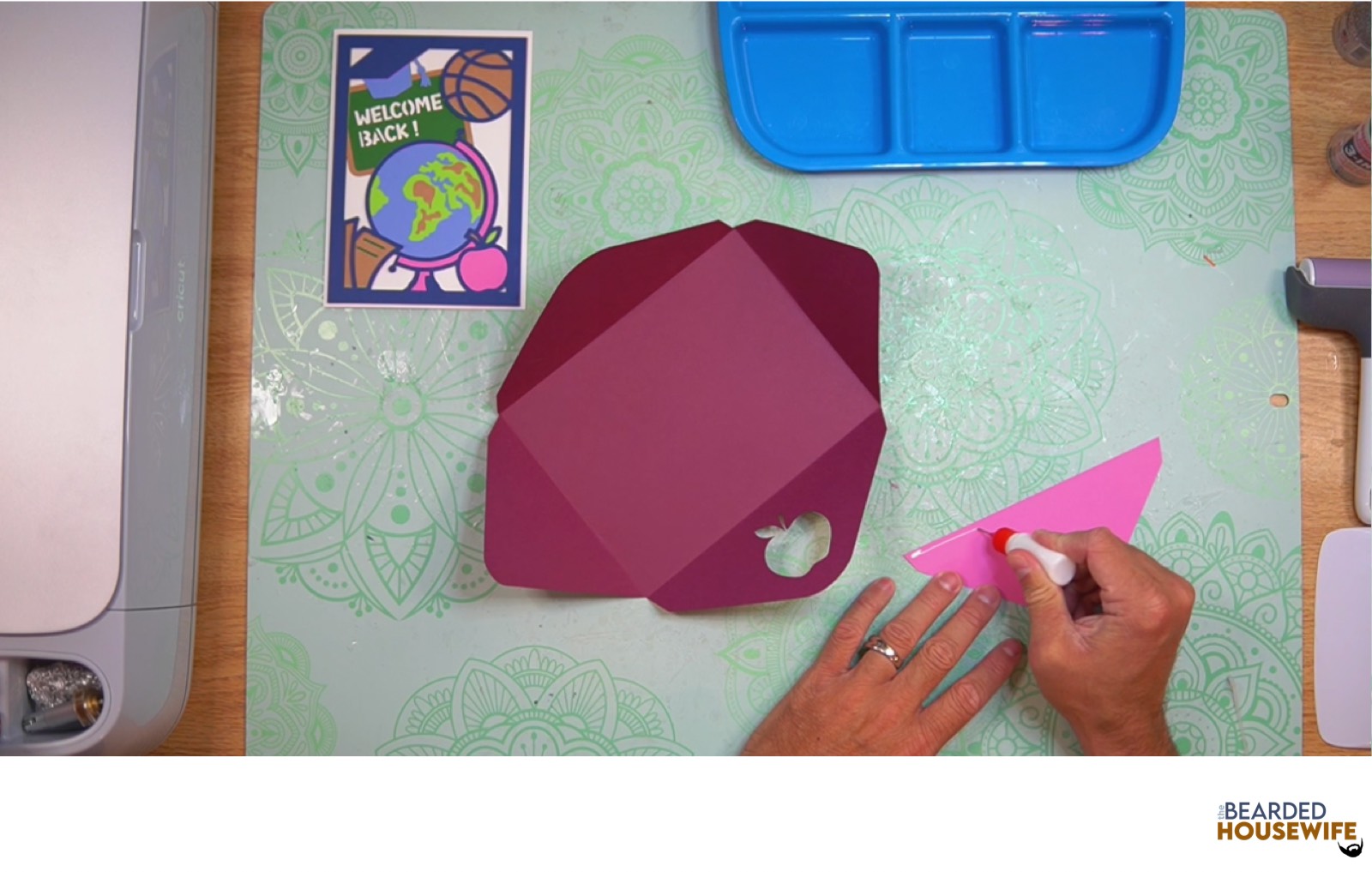 add glue along the outer edge of the inlay