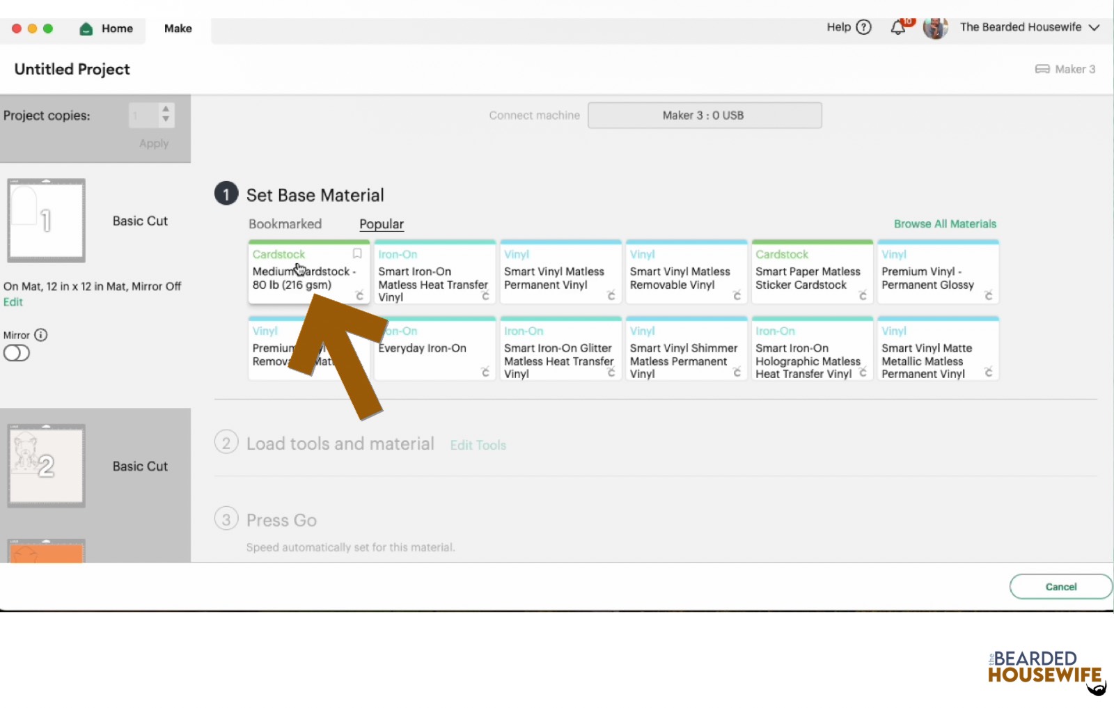 make your material selections