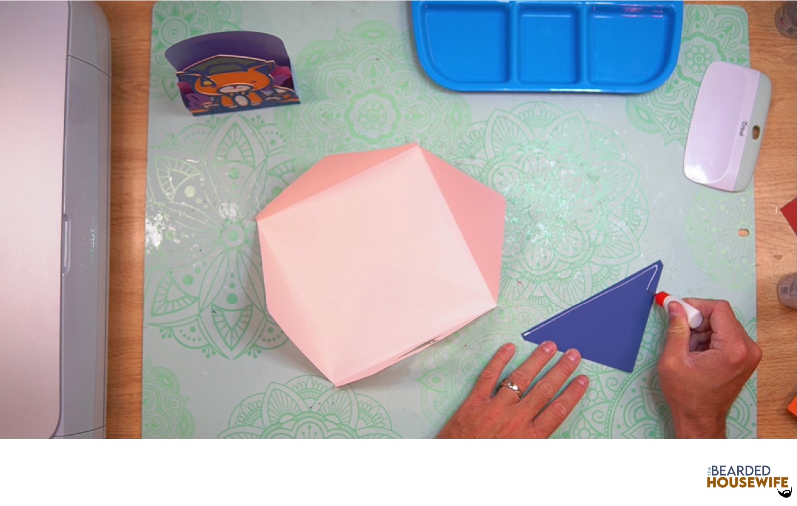 add glue along the outer edge of the inlay panel