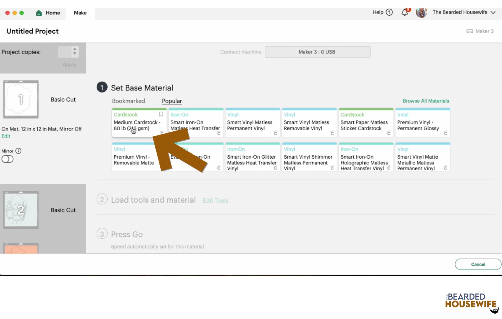 make your material selections