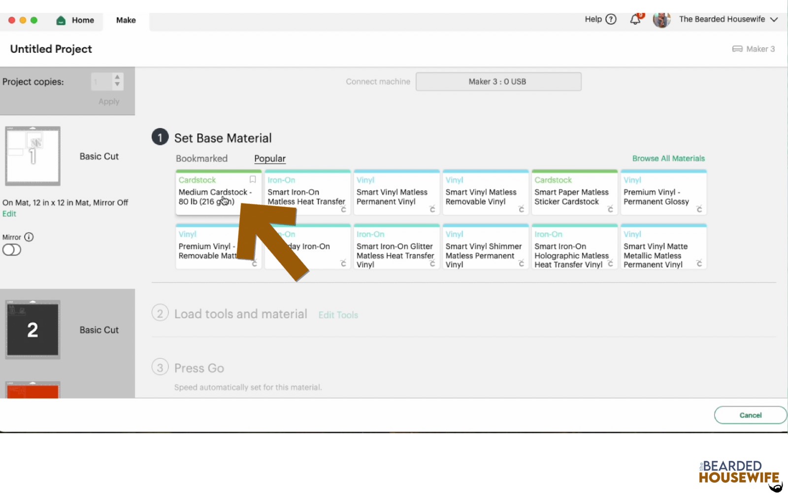 make your material selections