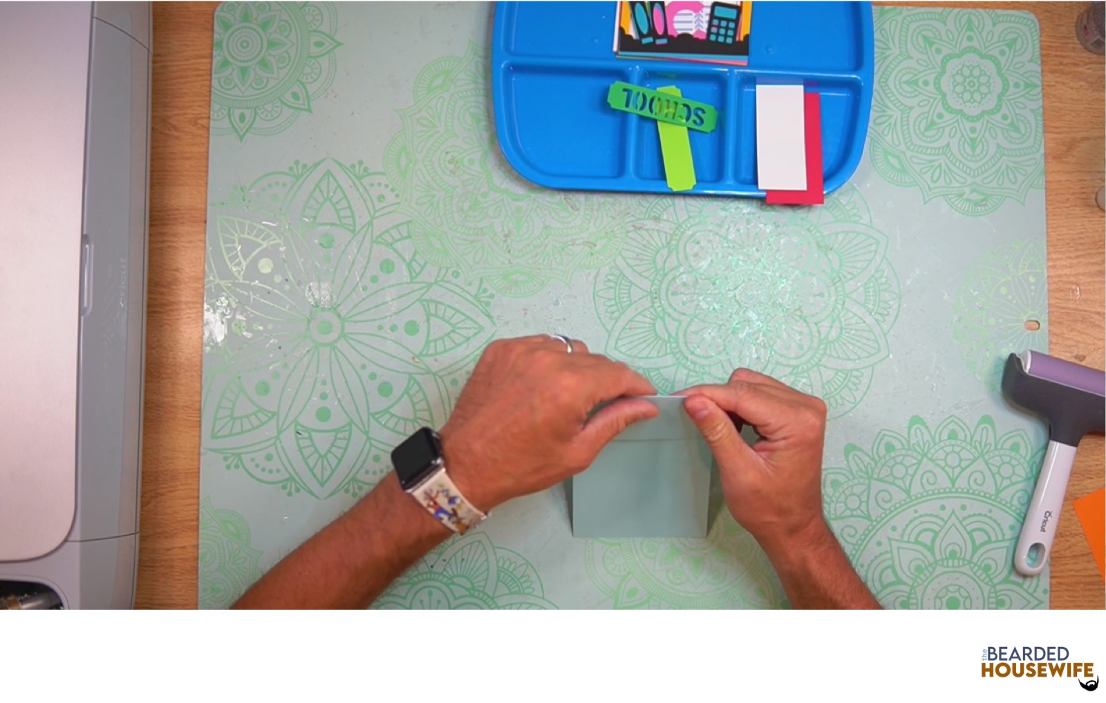 fold the card base along the score line