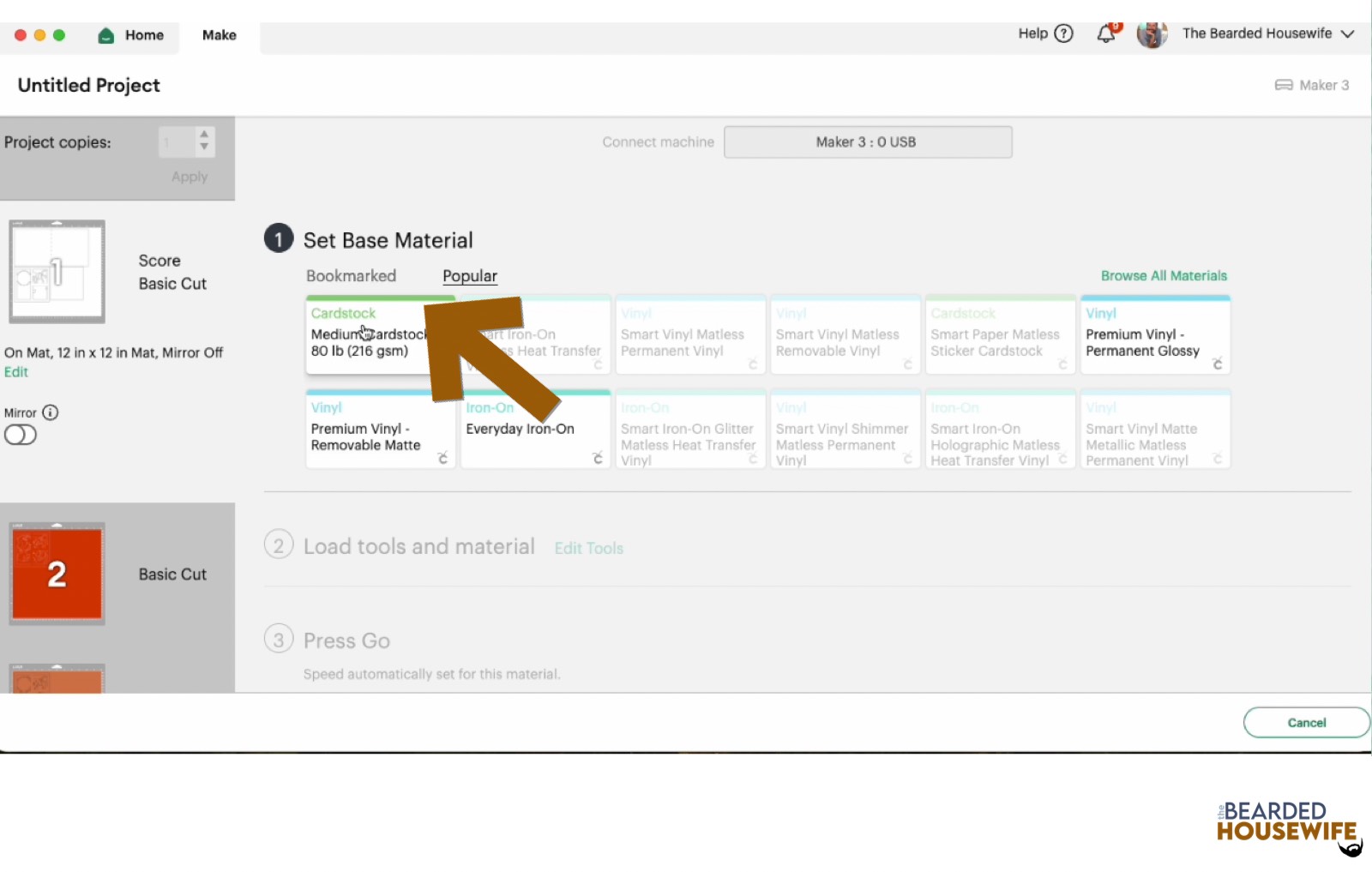 make your material selections