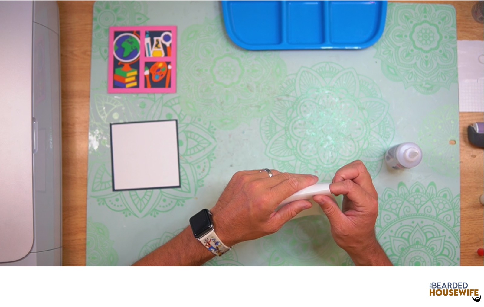 fold the card base along the score line