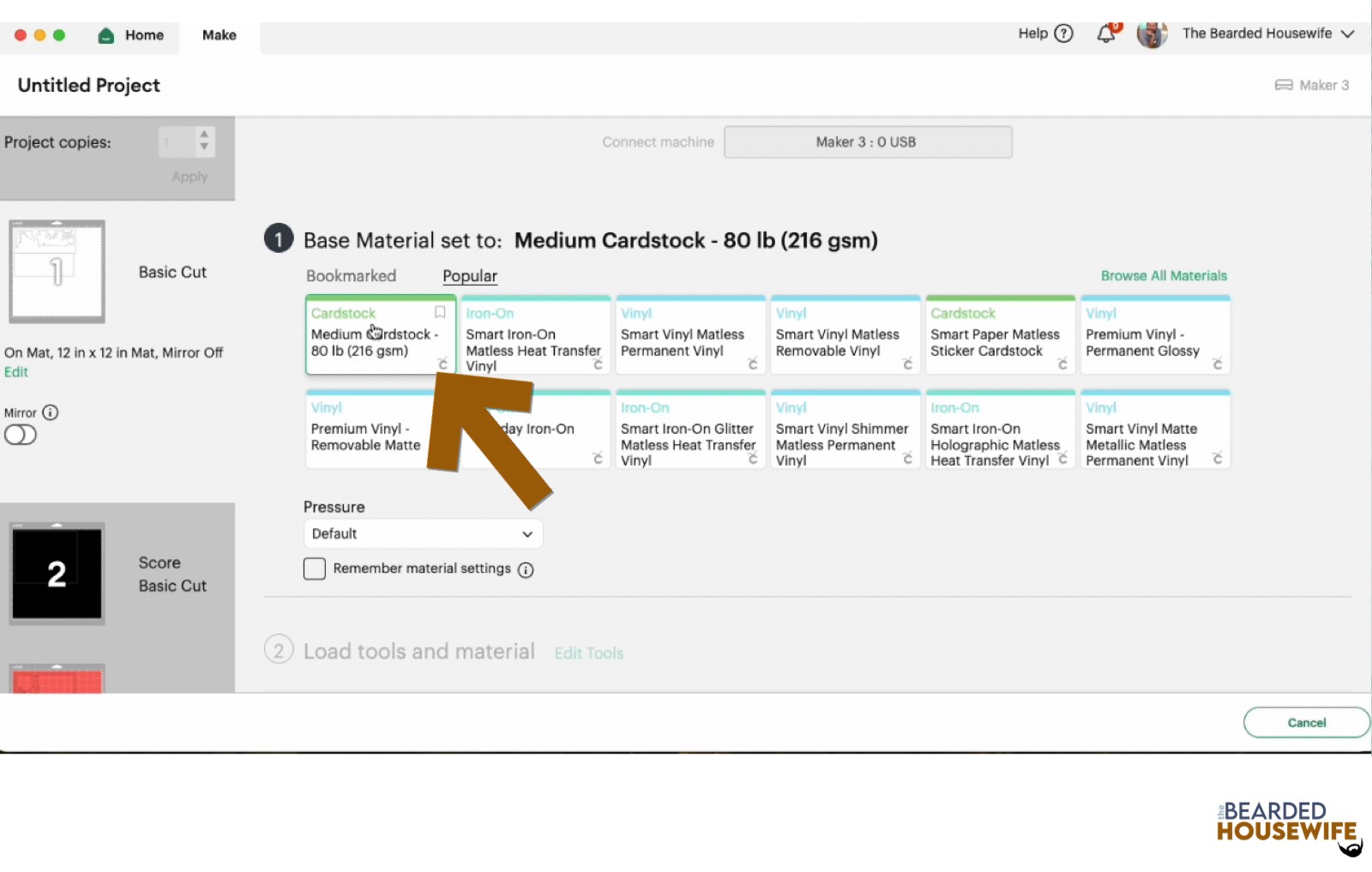 make your material selections