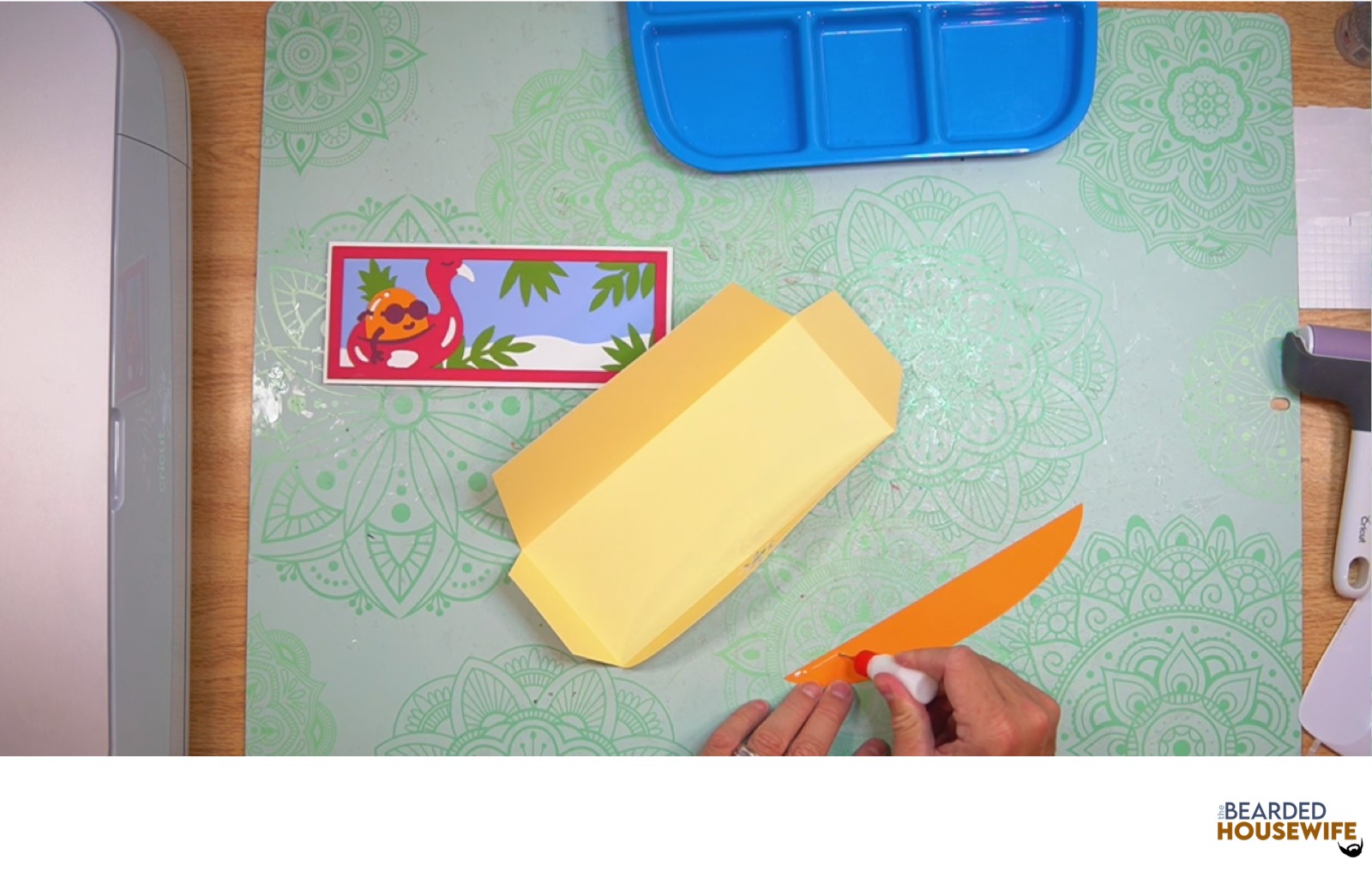 add glue along the outer edge of the inlay