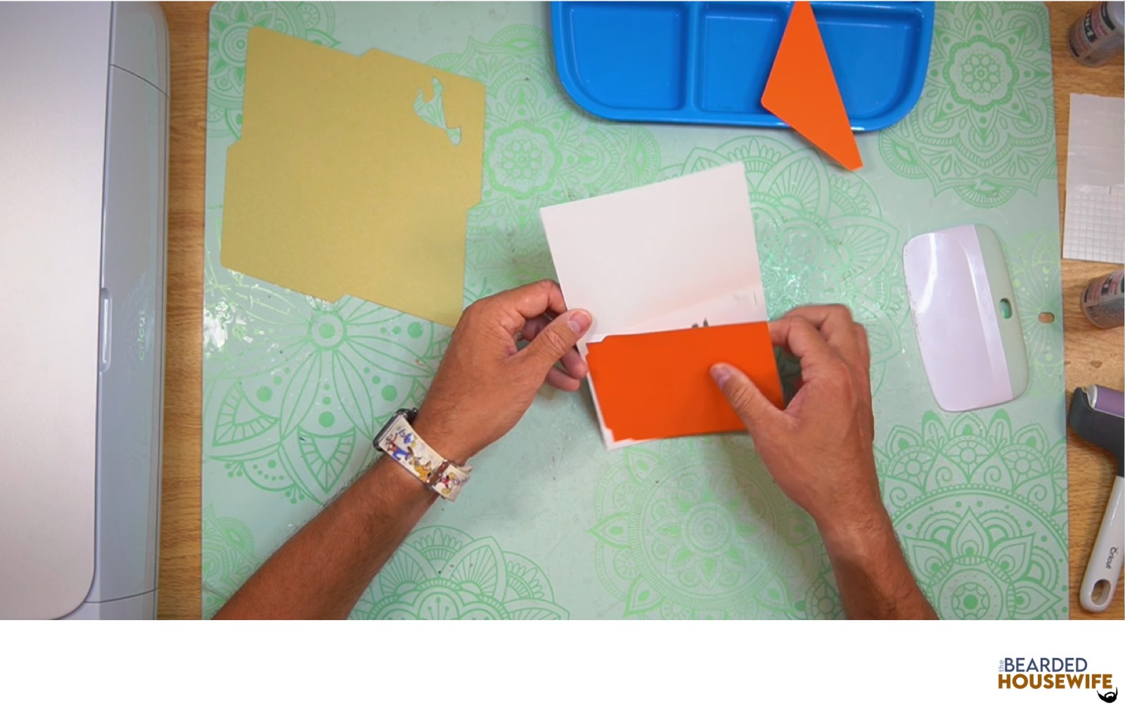 feed the insert into the slits on the card base