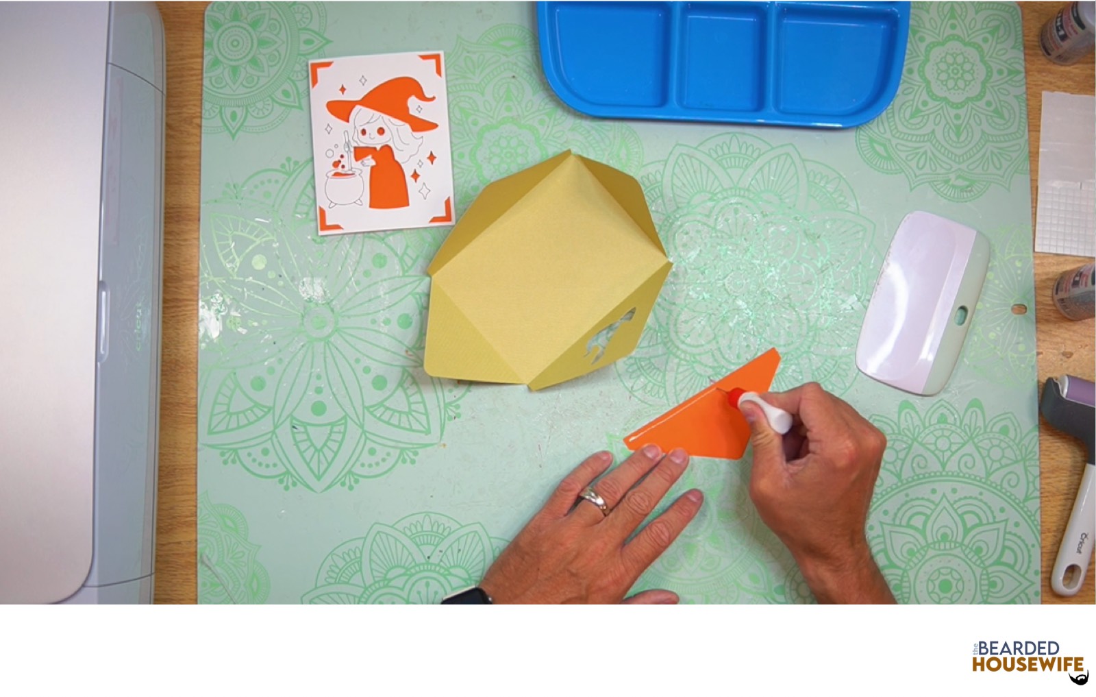 add glue along the outer edge of the inlay