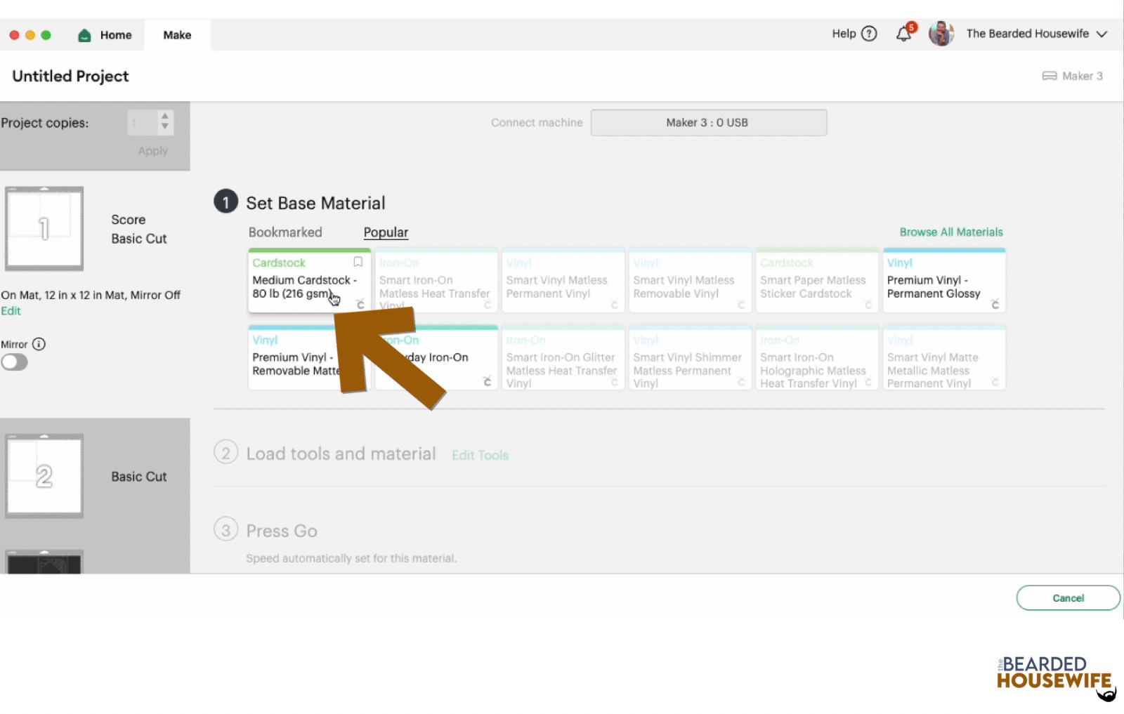 make your material selections