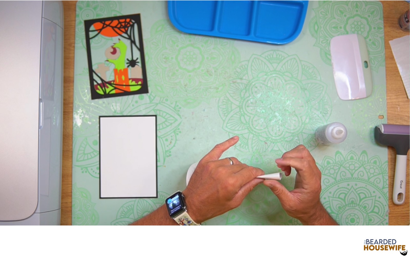 fold the card base along the score line