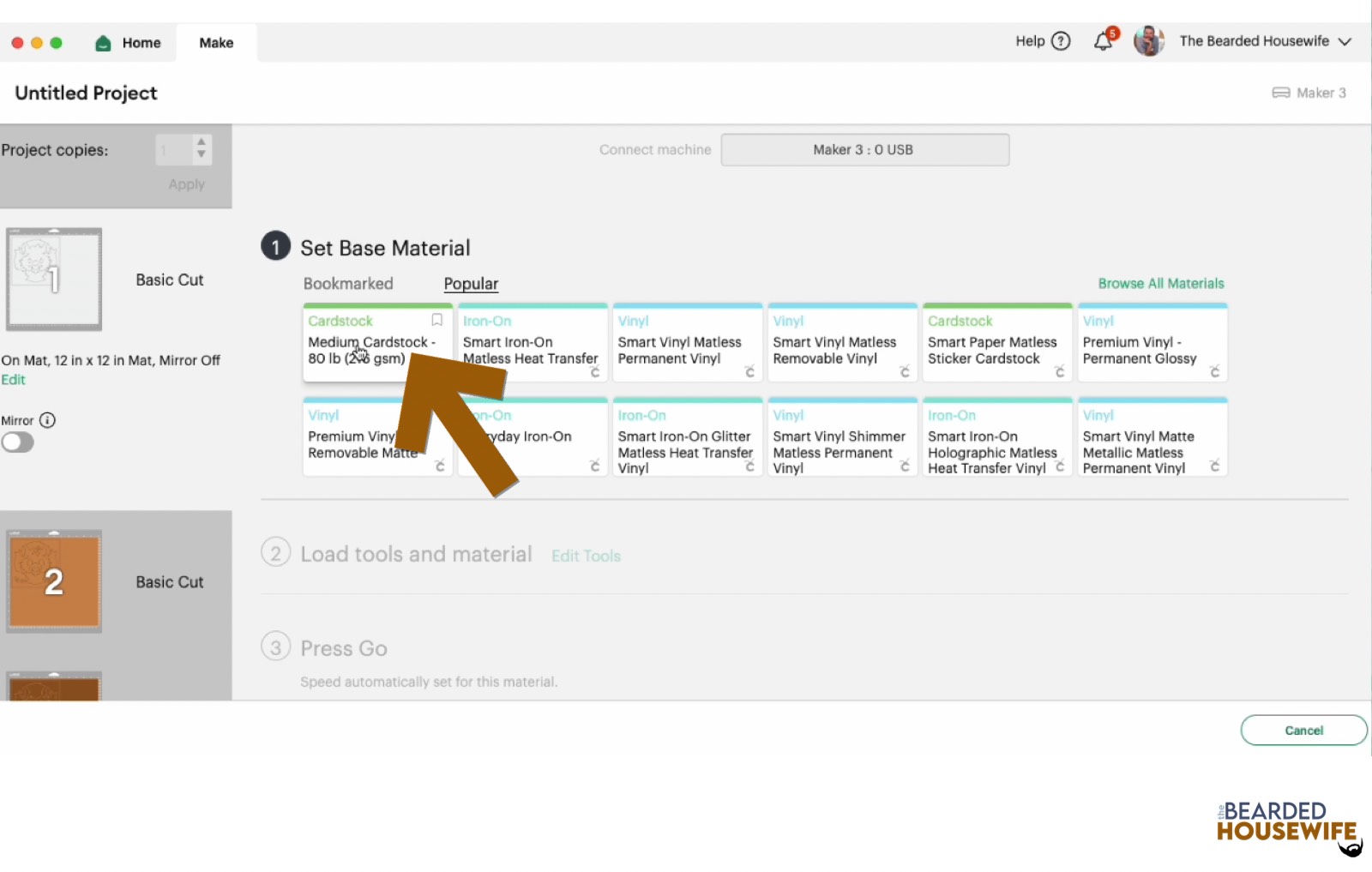 make your material selections