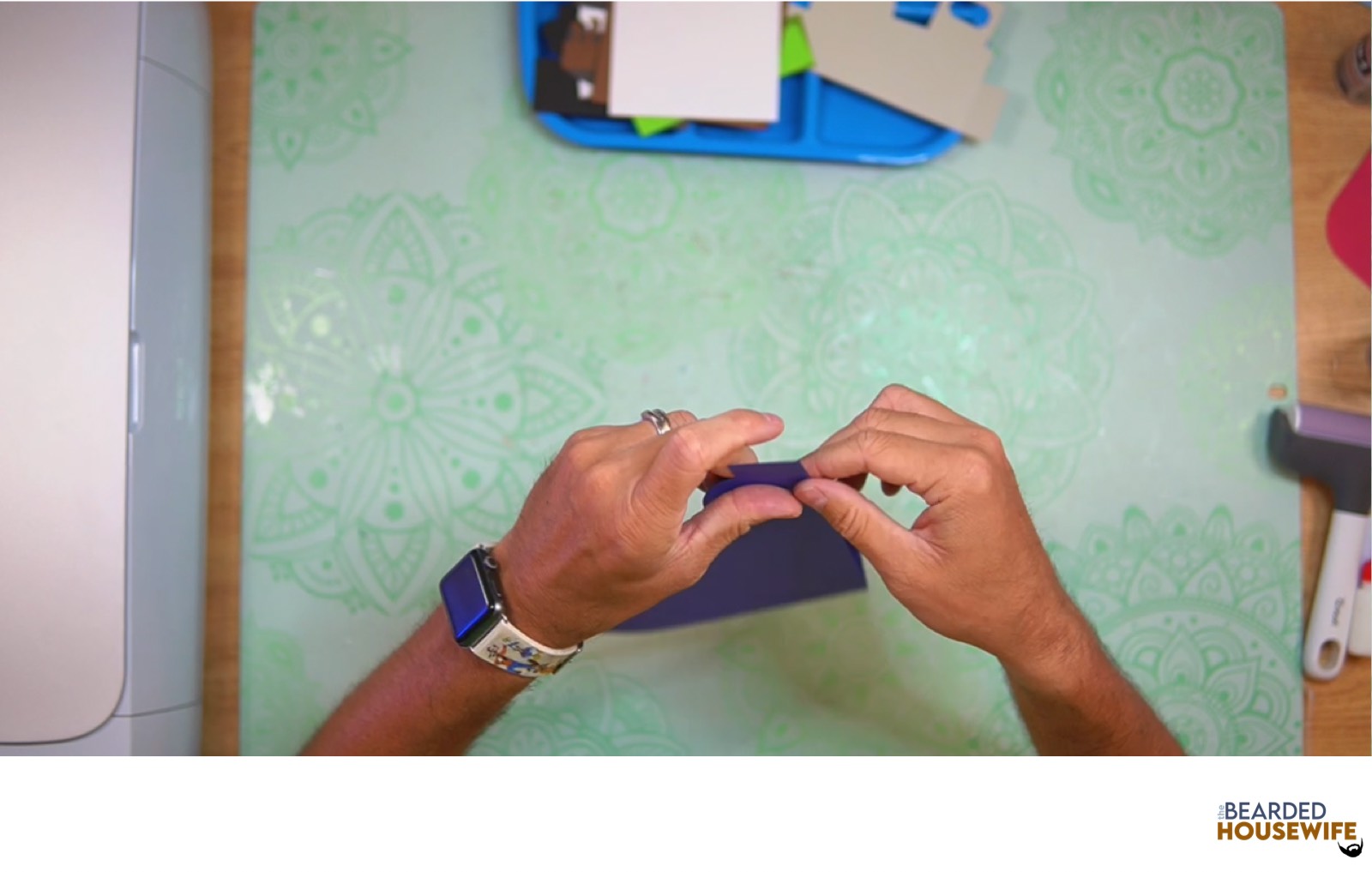 fold the card base along the score lines