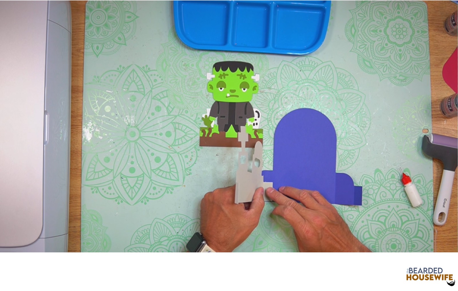 attach the left tab to the left side of the card base