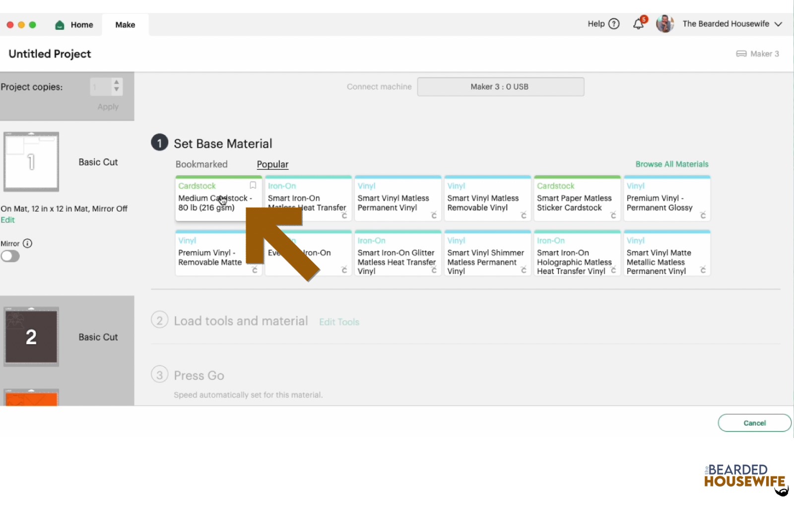 make your material selections