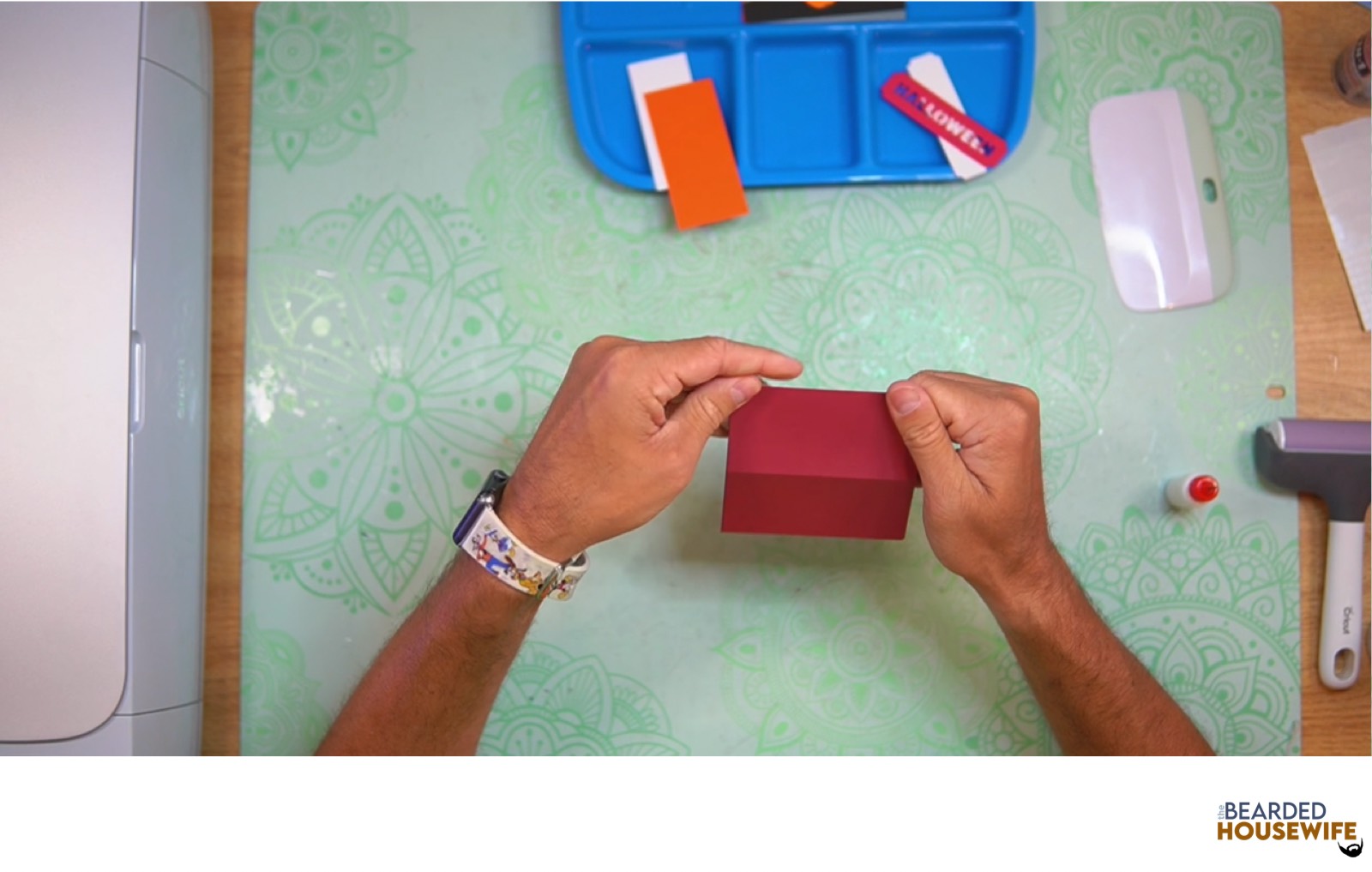 fold the card base along the score lines