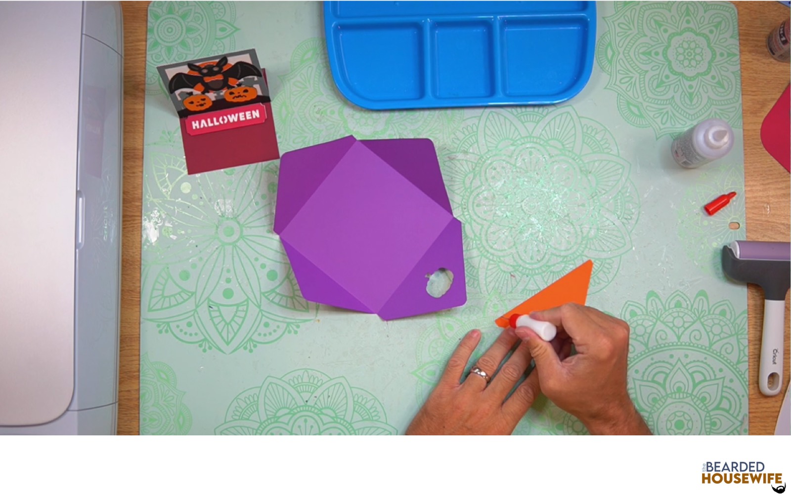 add glue along the outer edge of the inlay