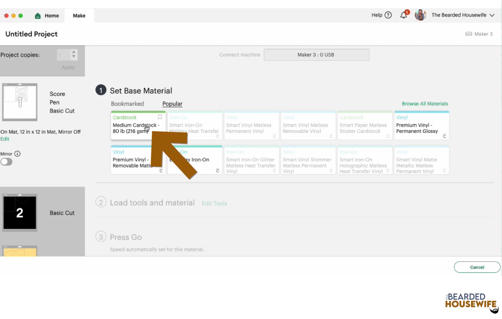 make your material selections