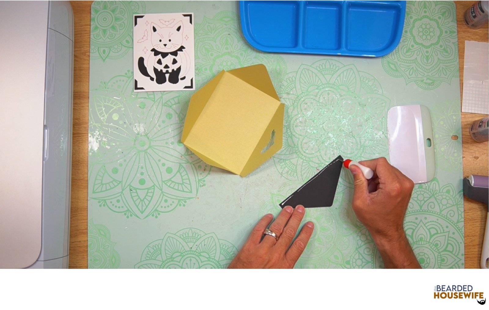 add glue along the outer edge of the inlay