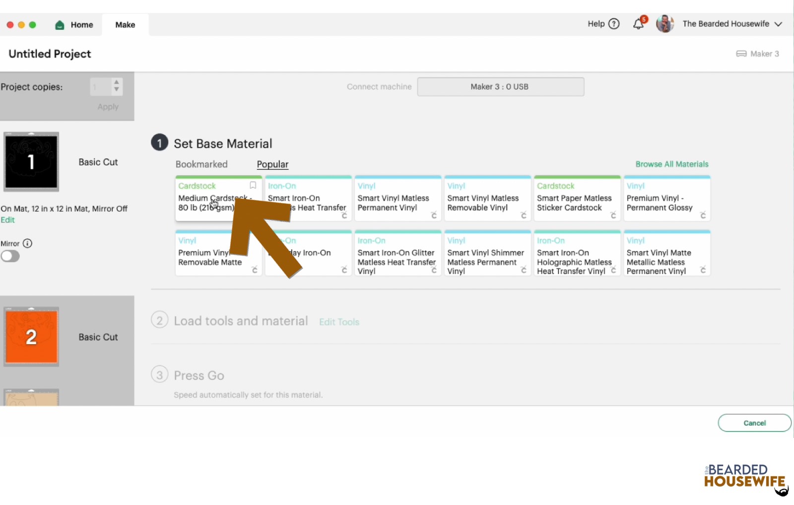 make your material selections