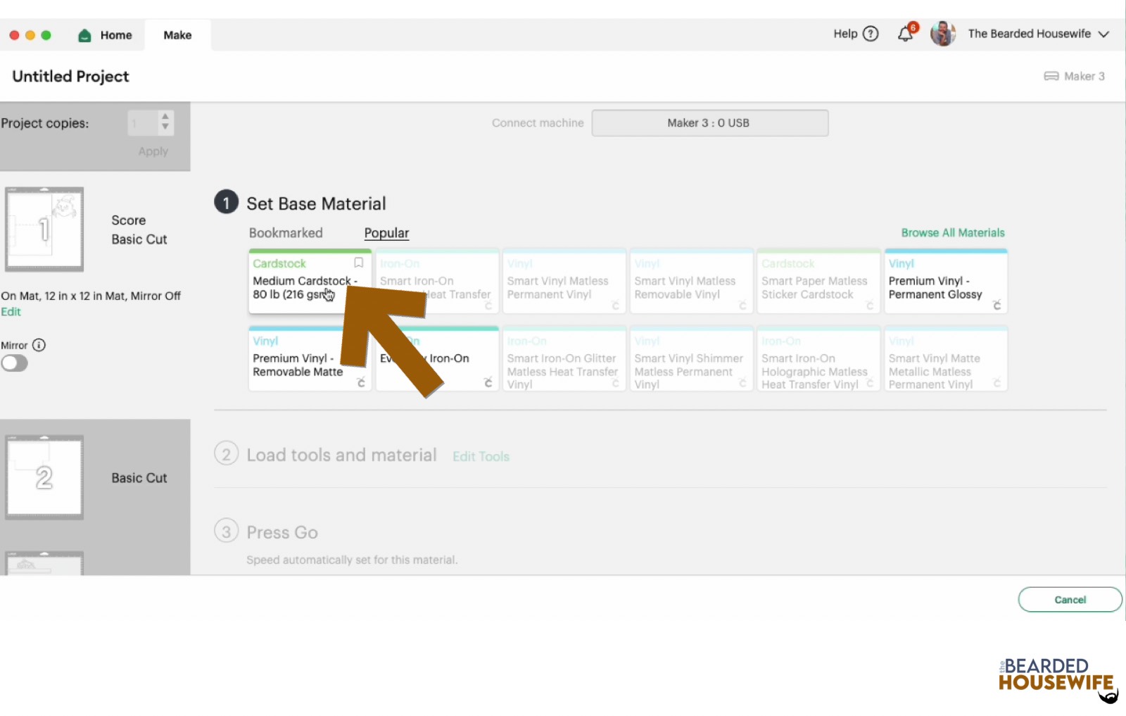 make your material selections