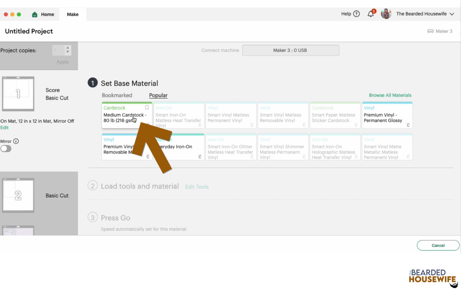make your material selections