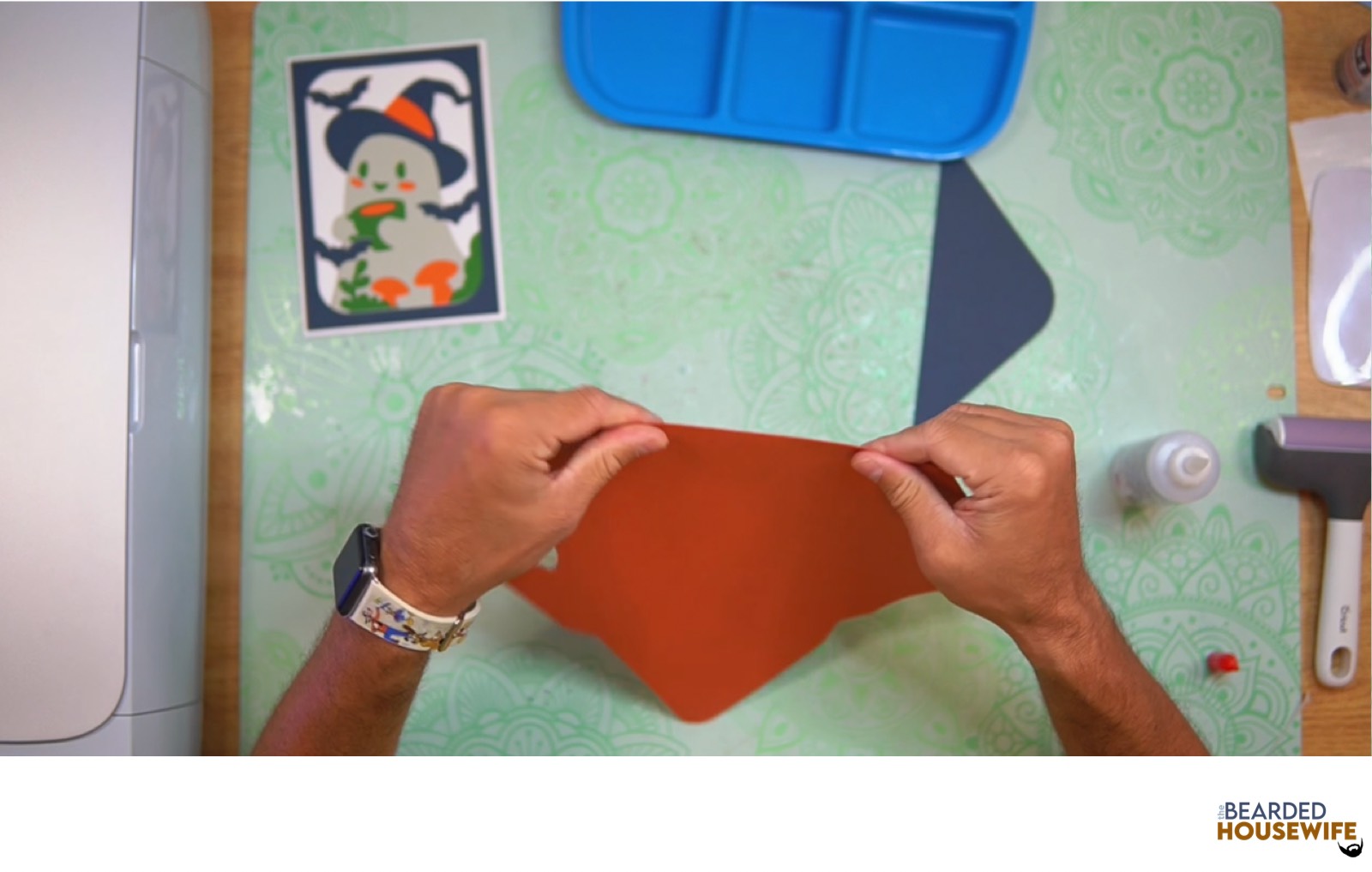 fold the envelope along the score lines