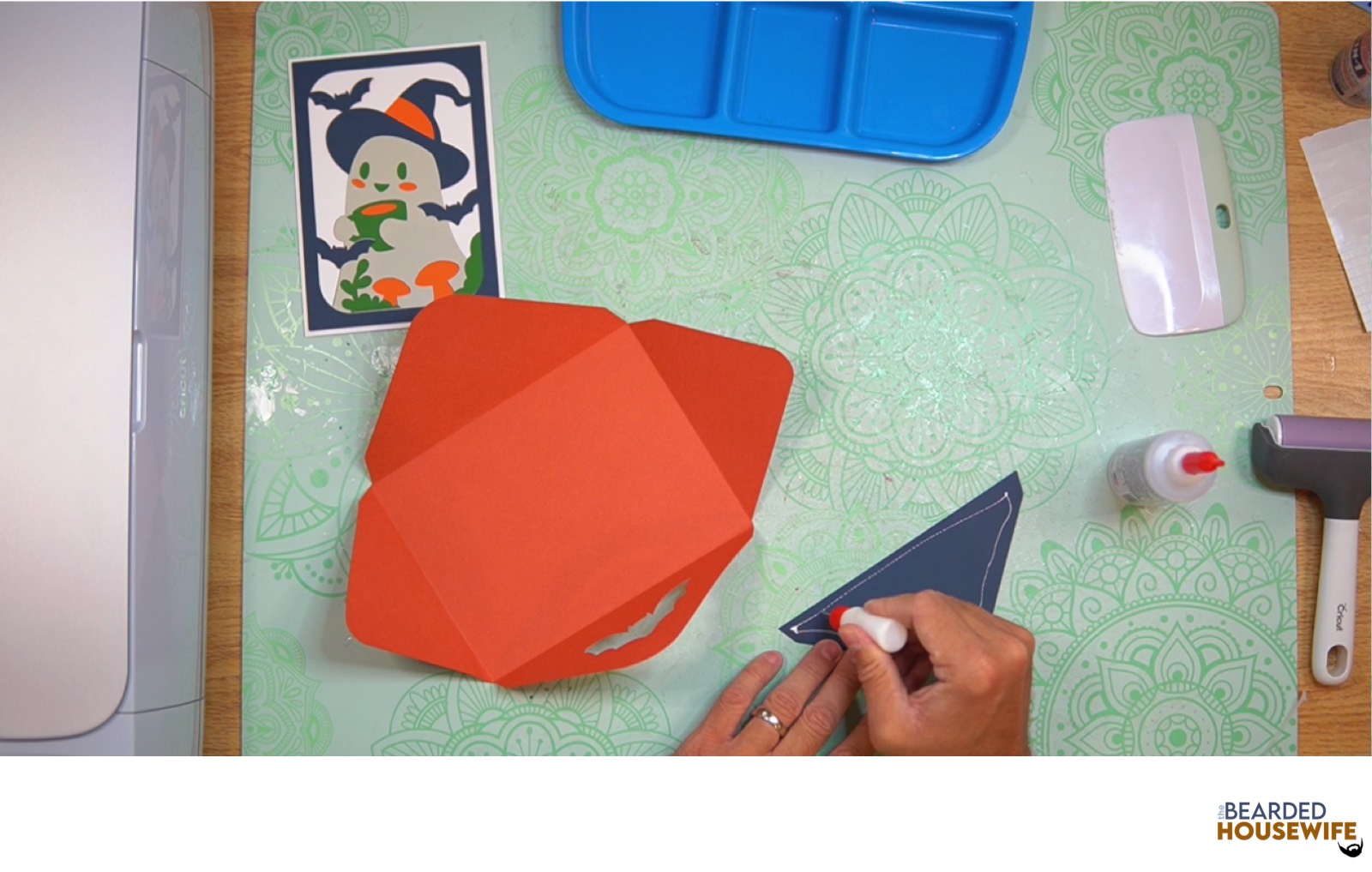 add glue along the outer edge of the inlay panel