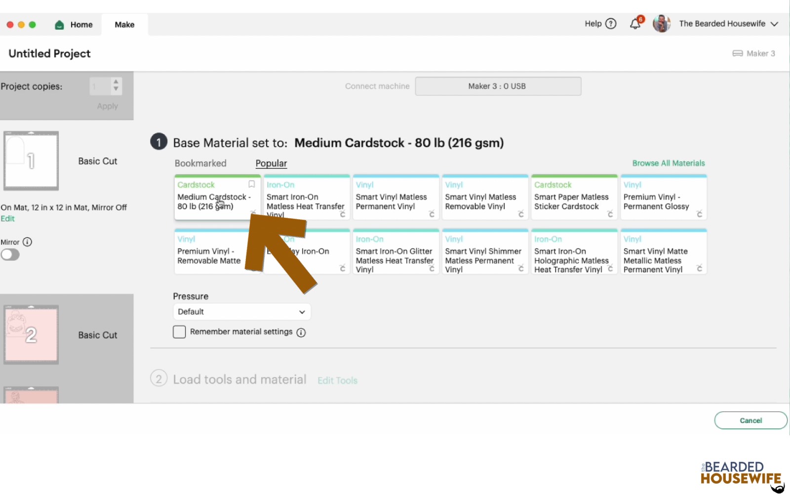 make your material selections