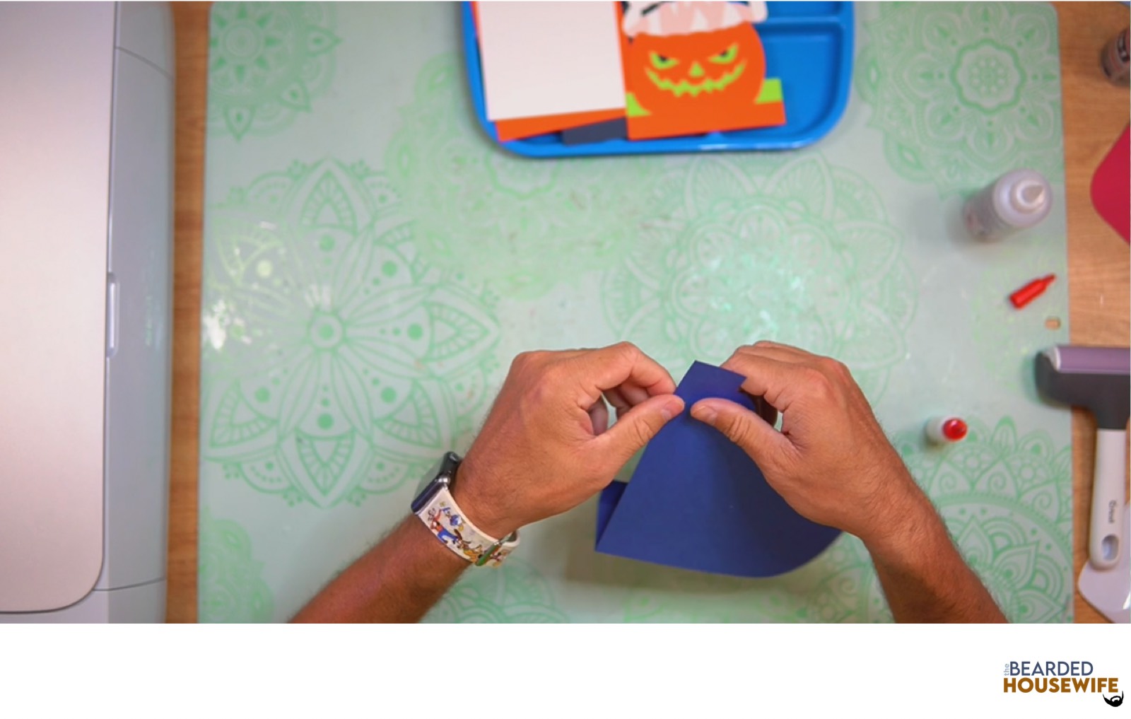 fold the card base along the score lines