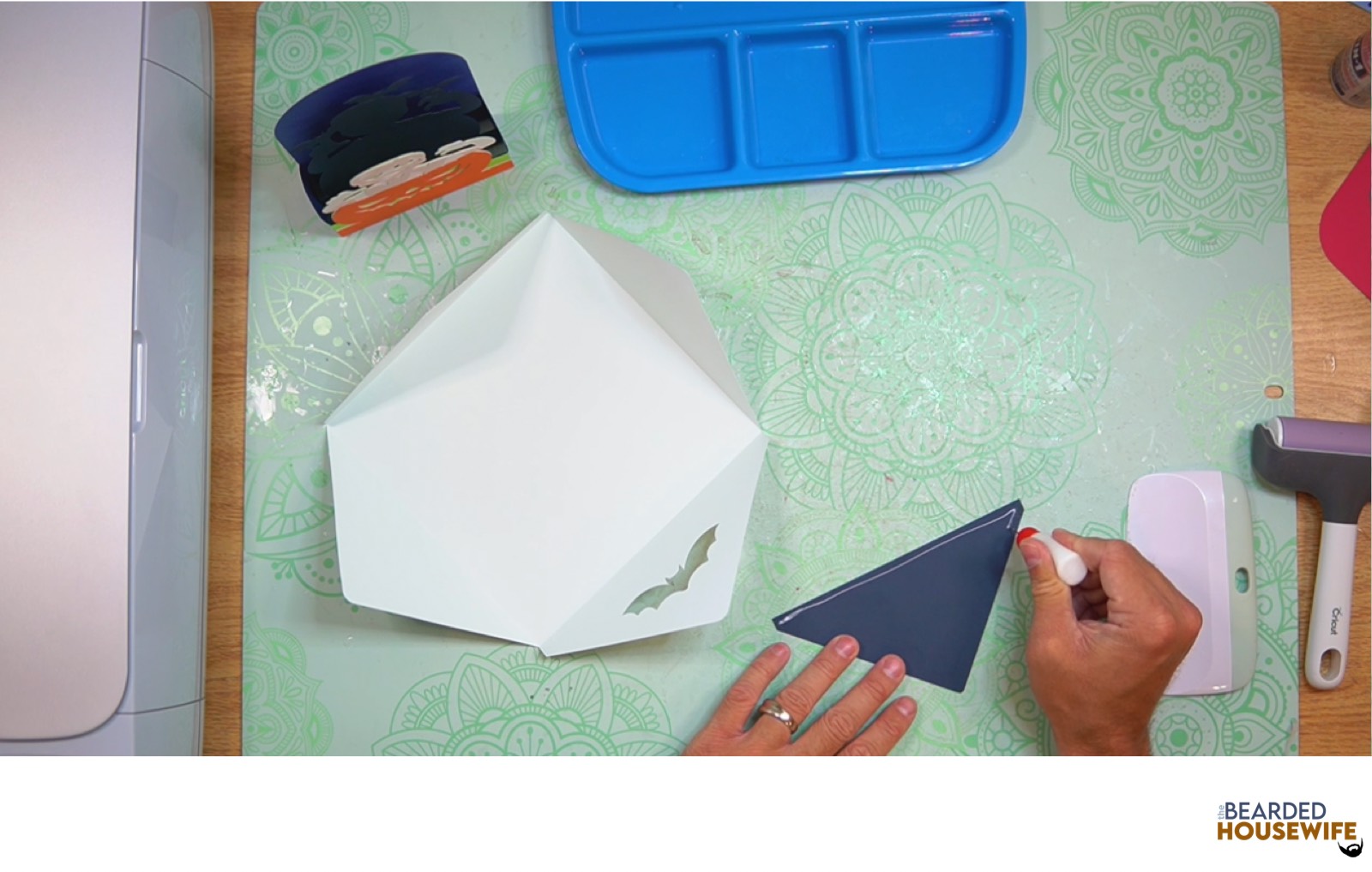 add glue along the outer edge of the inlay