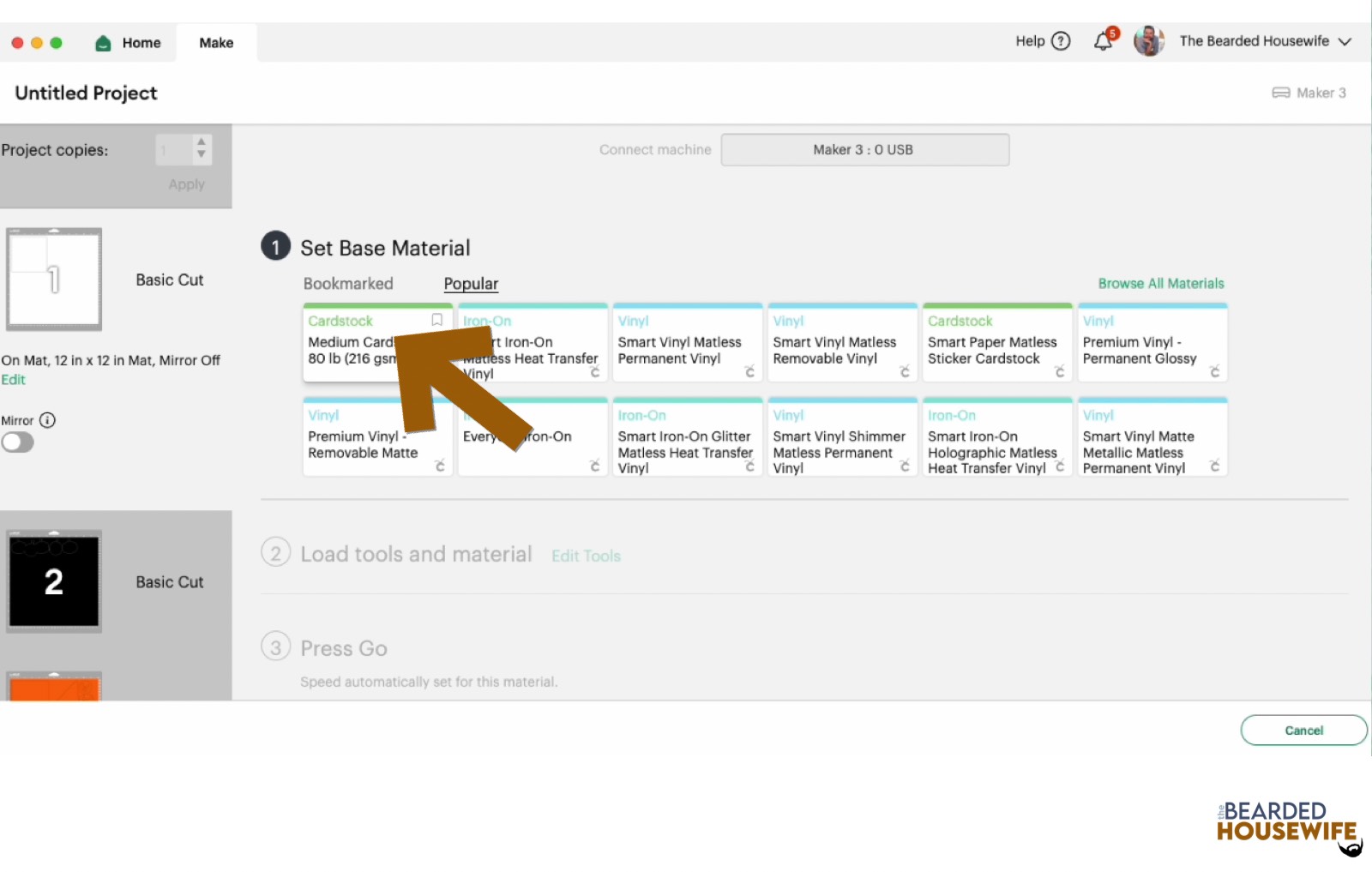make your material selections