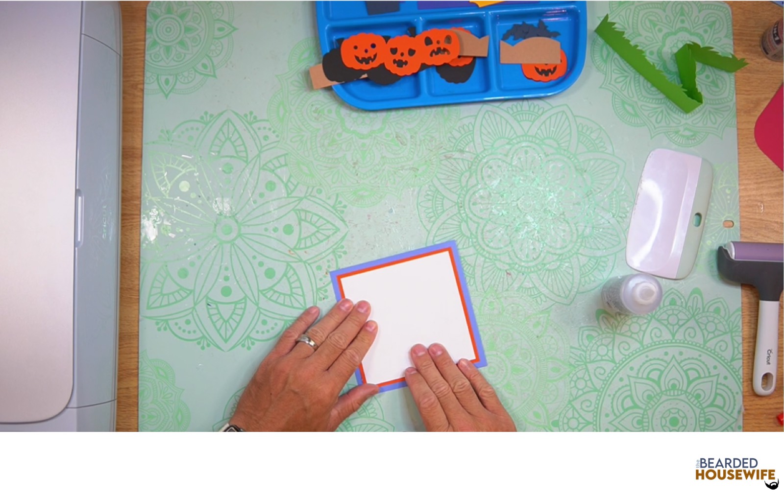 attach to the back of the card base