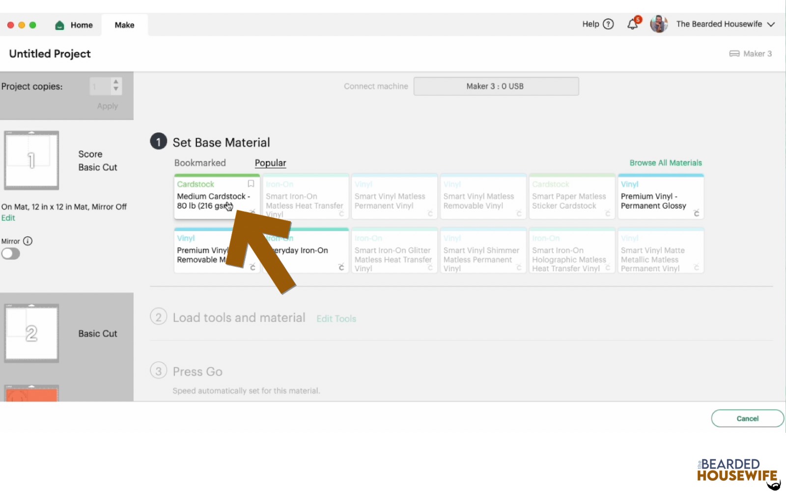 make your material selections