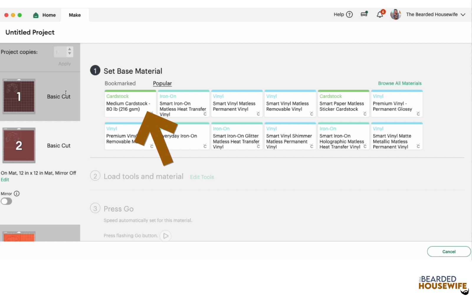 make your material selections