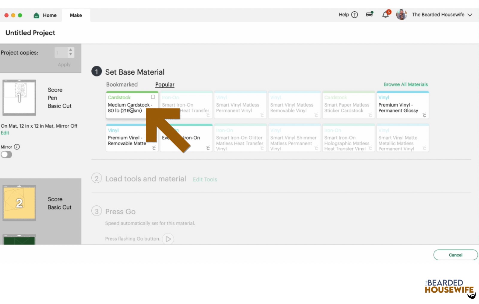 make your material selections