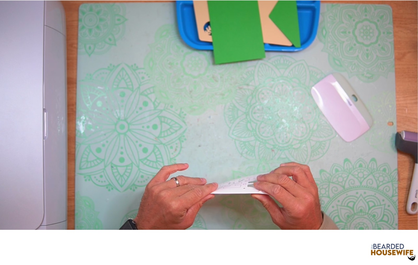 fold the card base along the score line