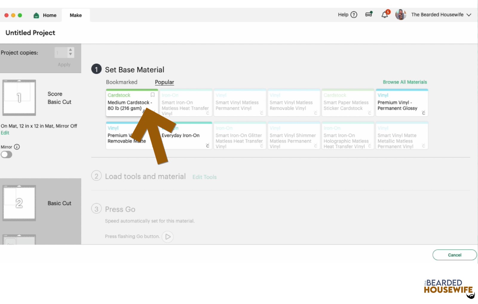 make your material selections