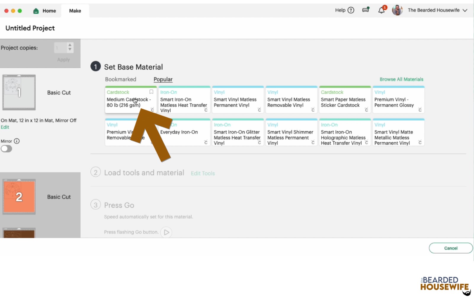 make your material selections