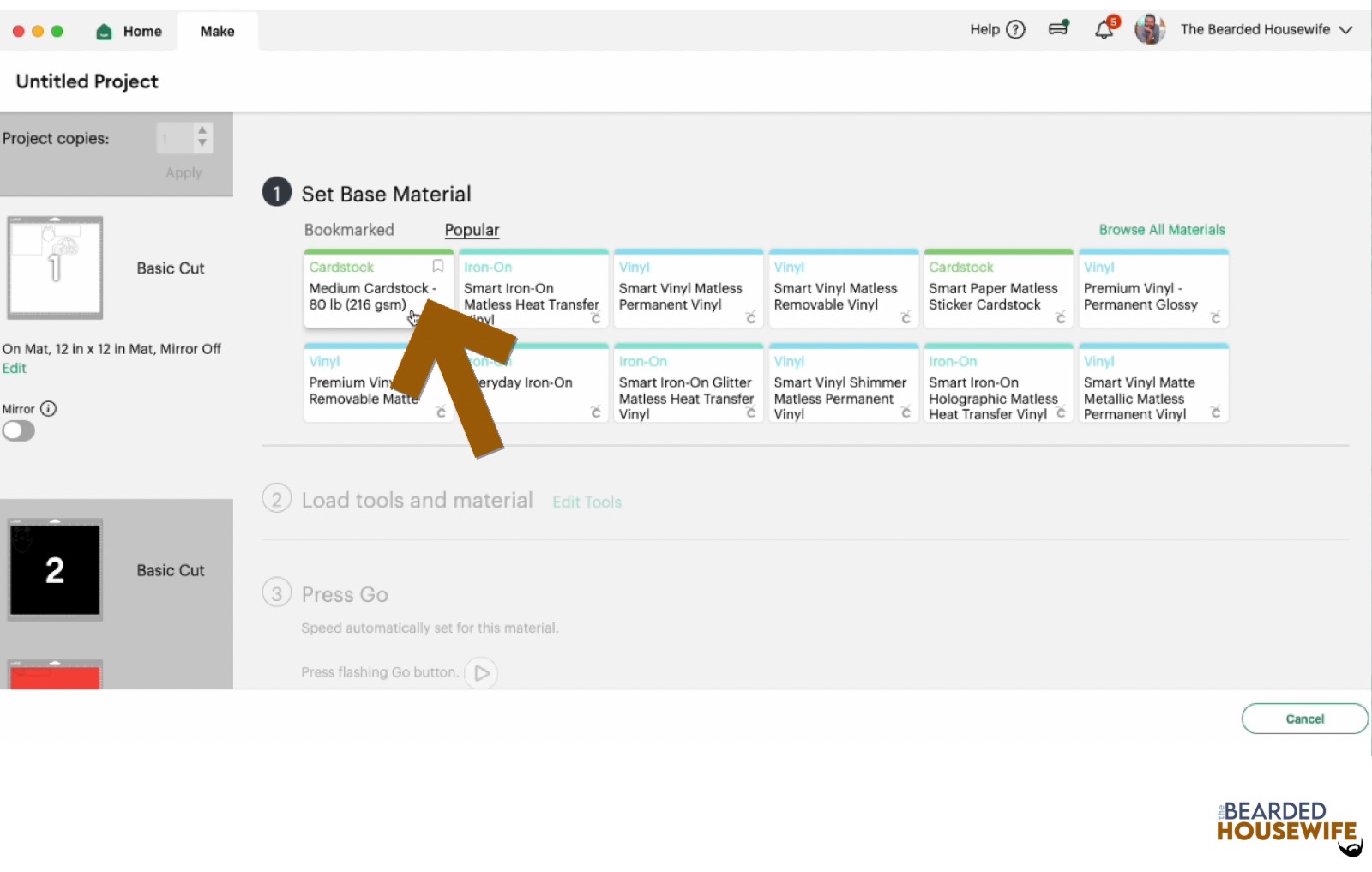 make your material selections