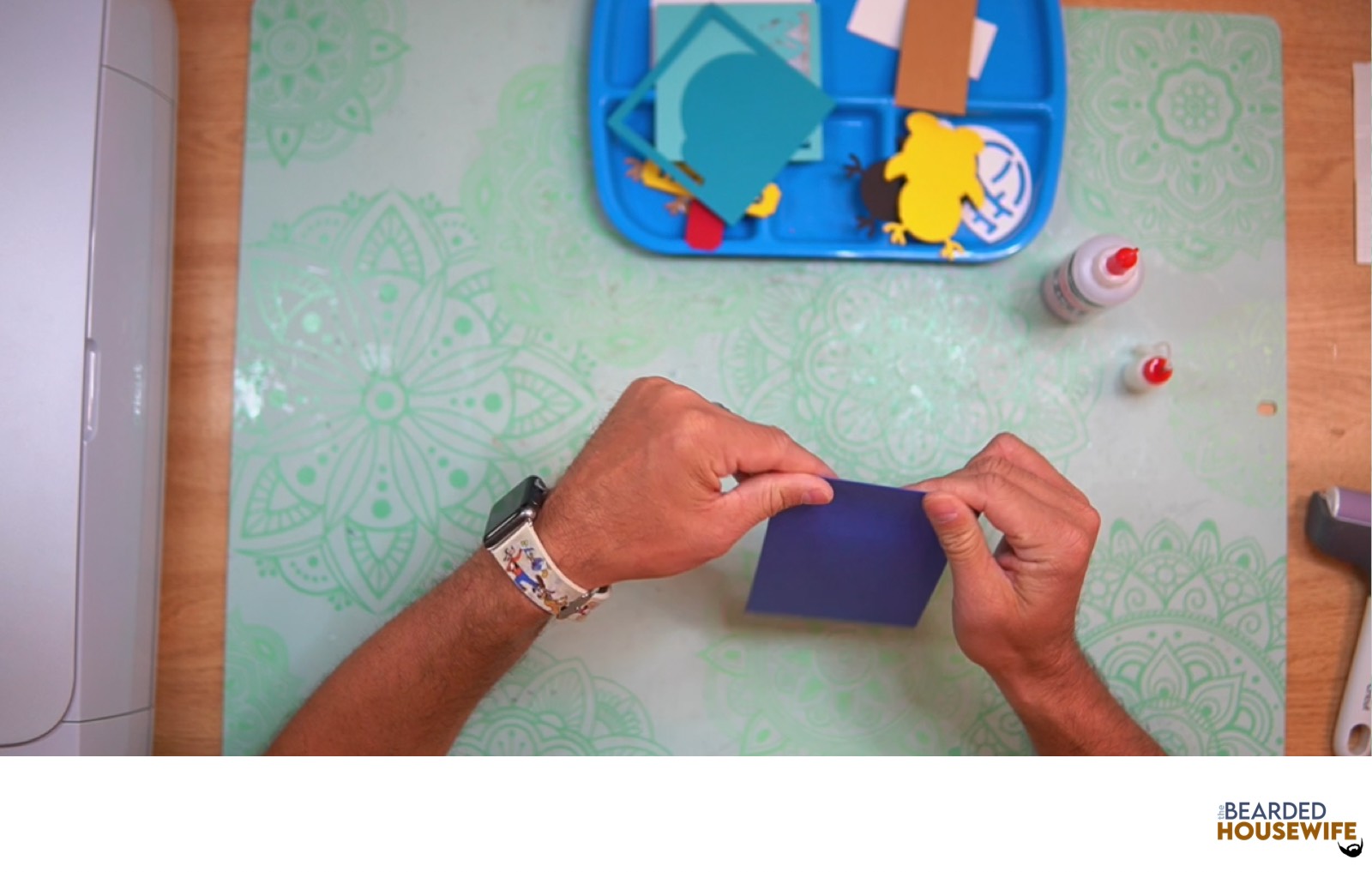 fold the card base along the score lines