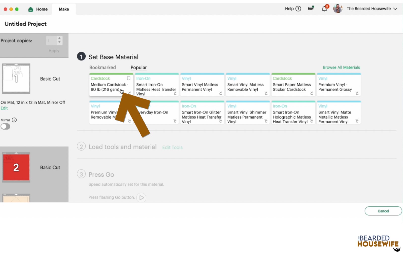 make your material selections