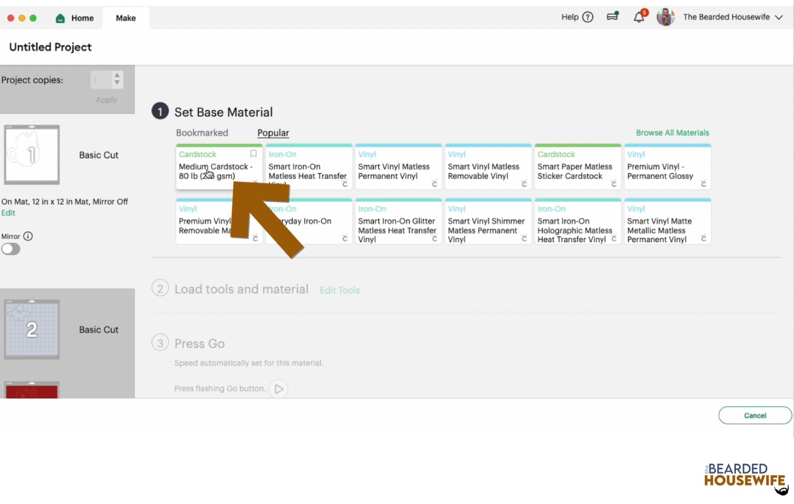 make your material selections