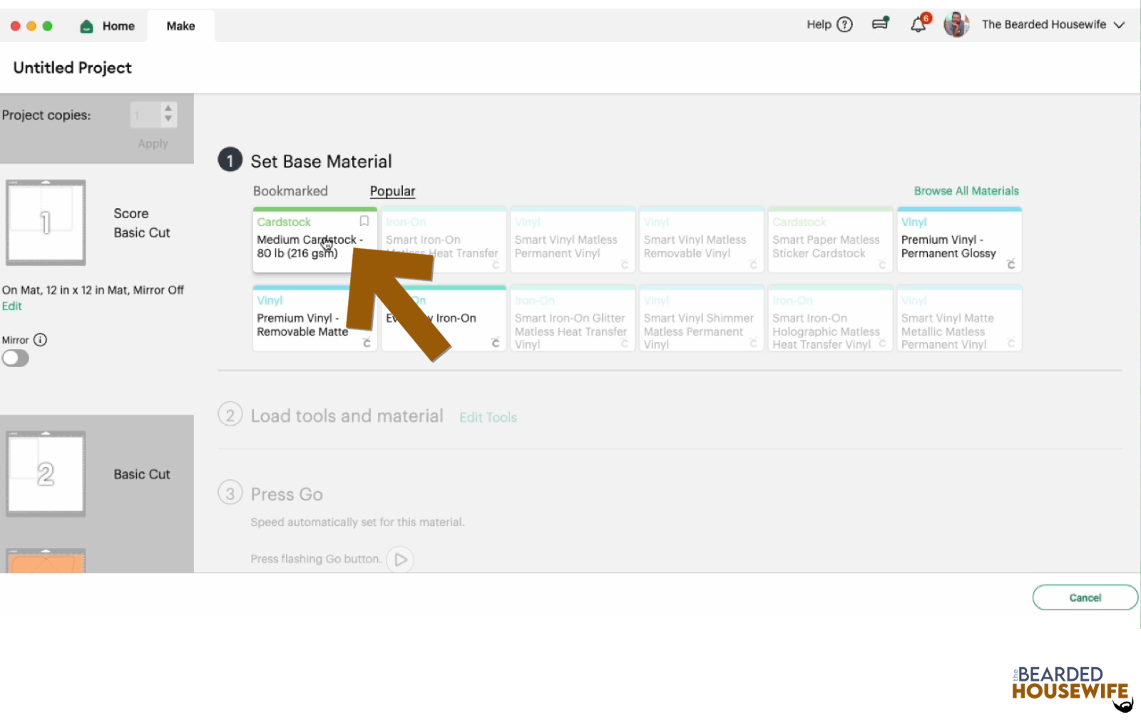 make your material selections