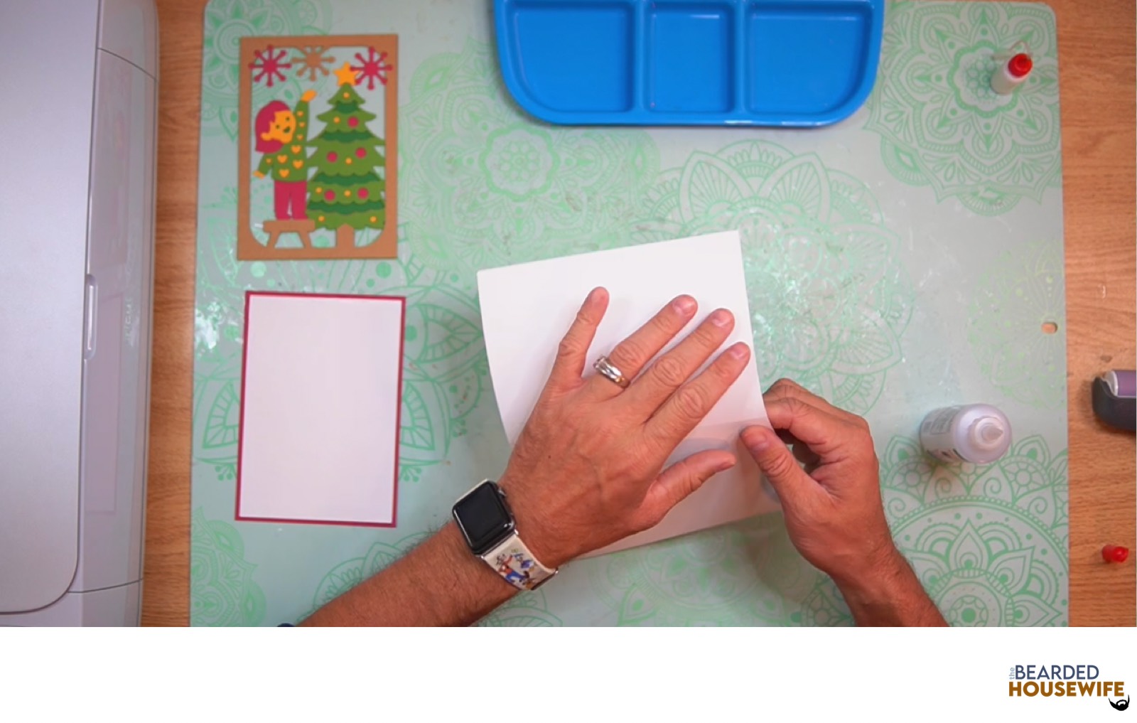 fold the card base along the score line