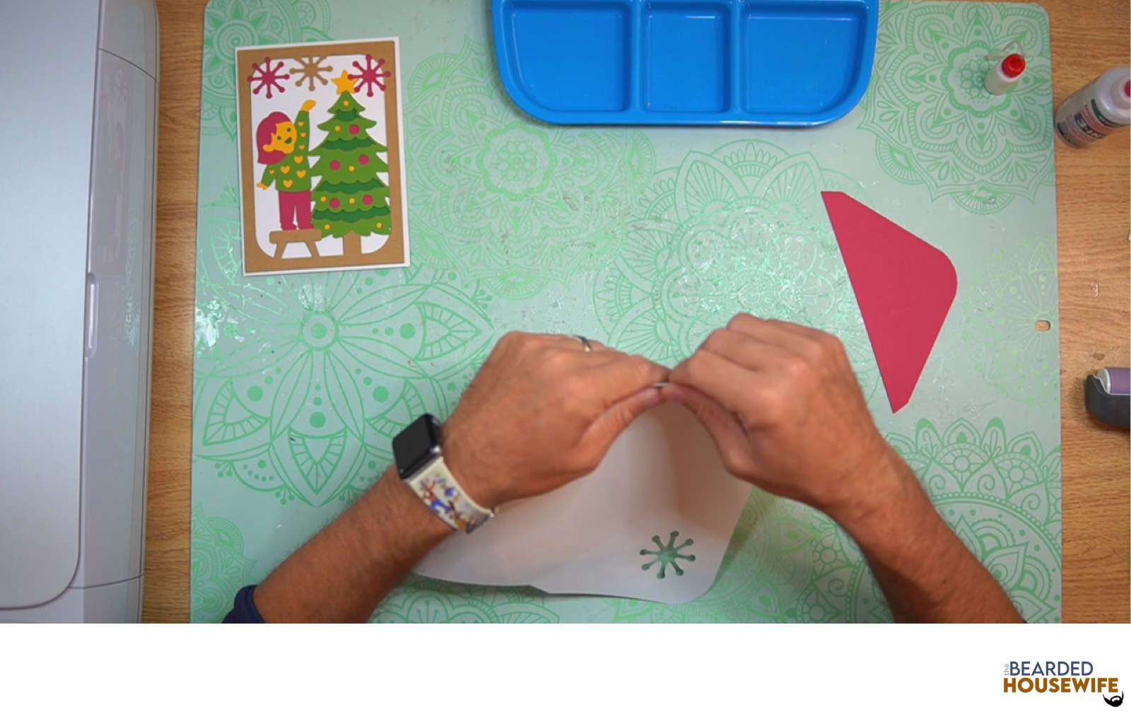 fold the envelope along the score lines