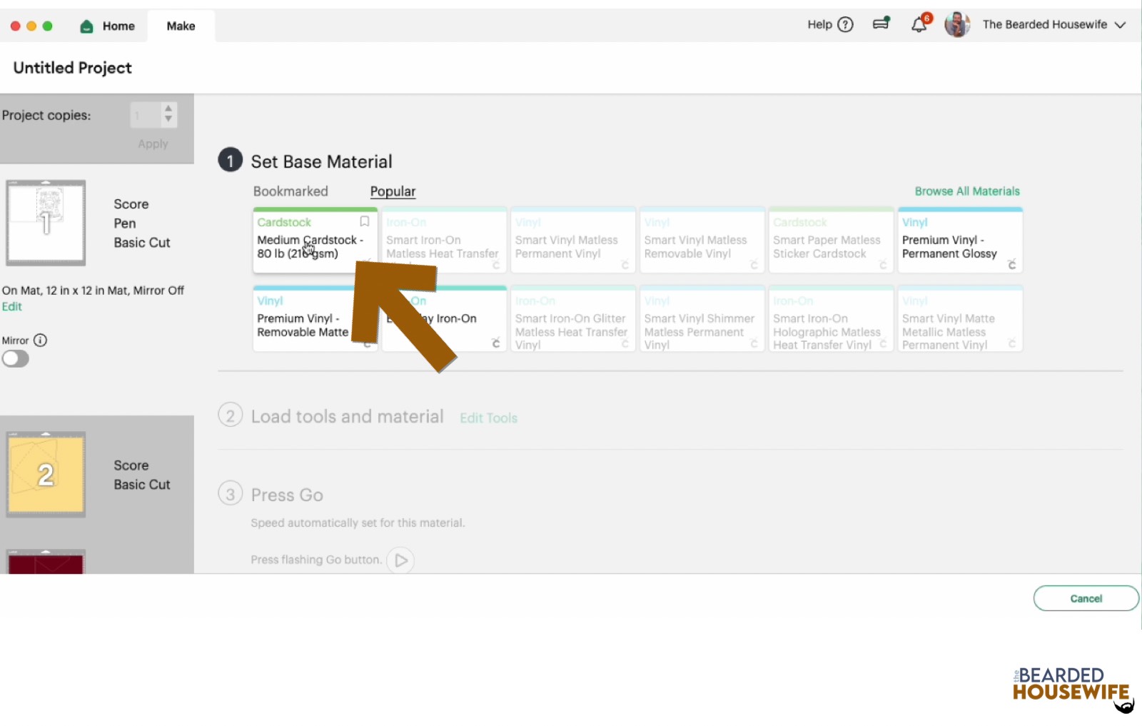 make your material selections