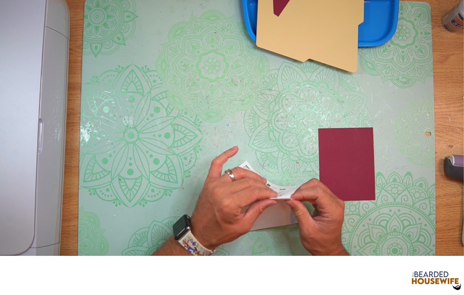 fold the card base along the score lines