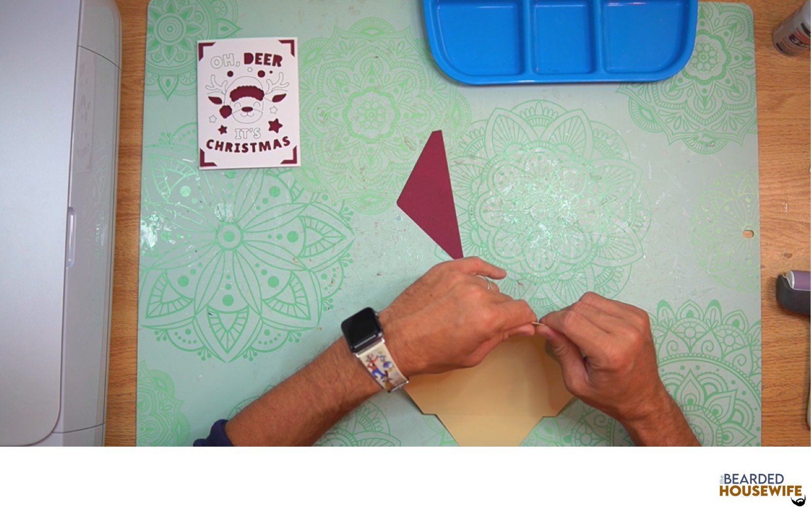 fold the card base along the score lines